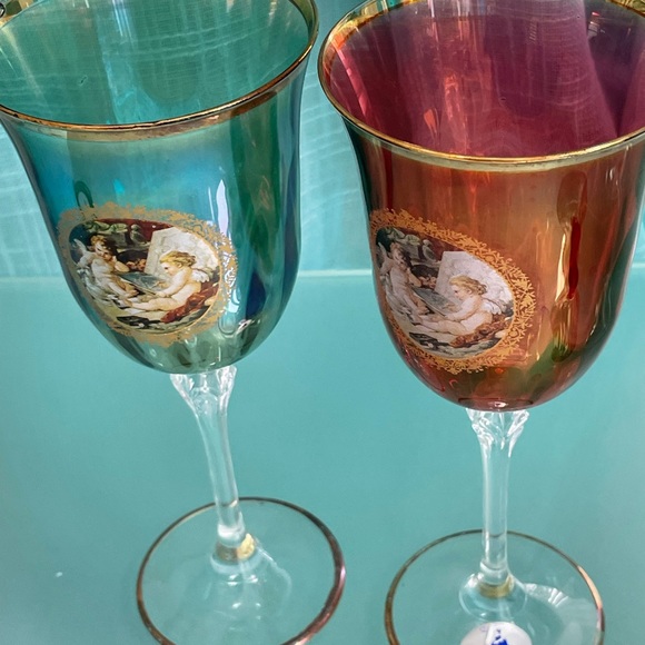 Dining Italian La Reine Crystal Wine Glasses Angels 2 Poshmark